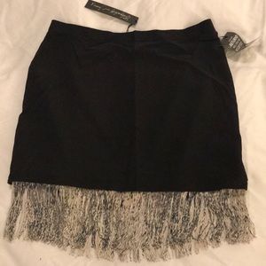 Elizabeth and James Black Mini Skirt with Fringe